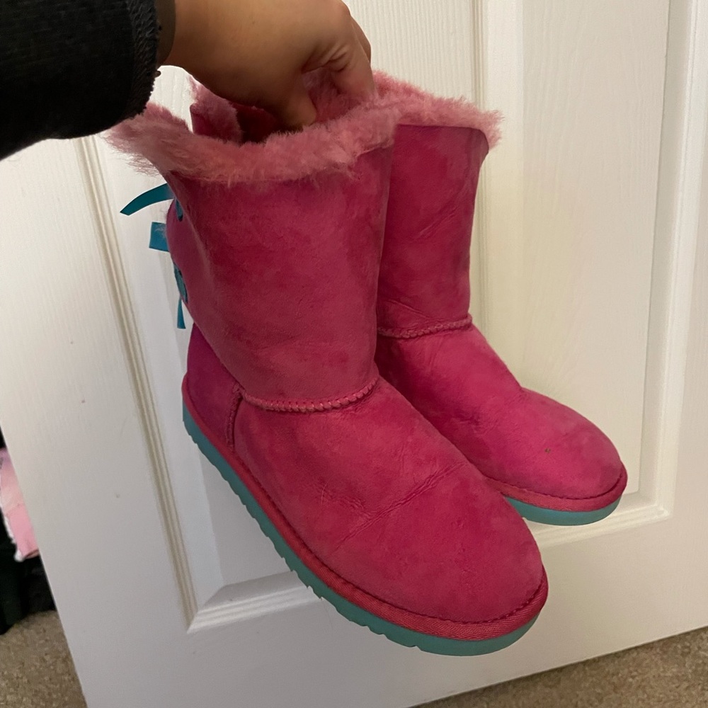 Pink and blue Bailey Bow Uggs